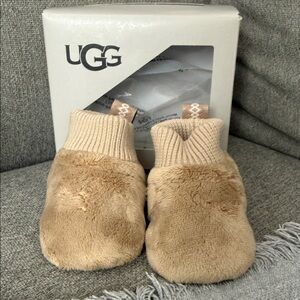 UGG Kids Tan Faux Fur Booties